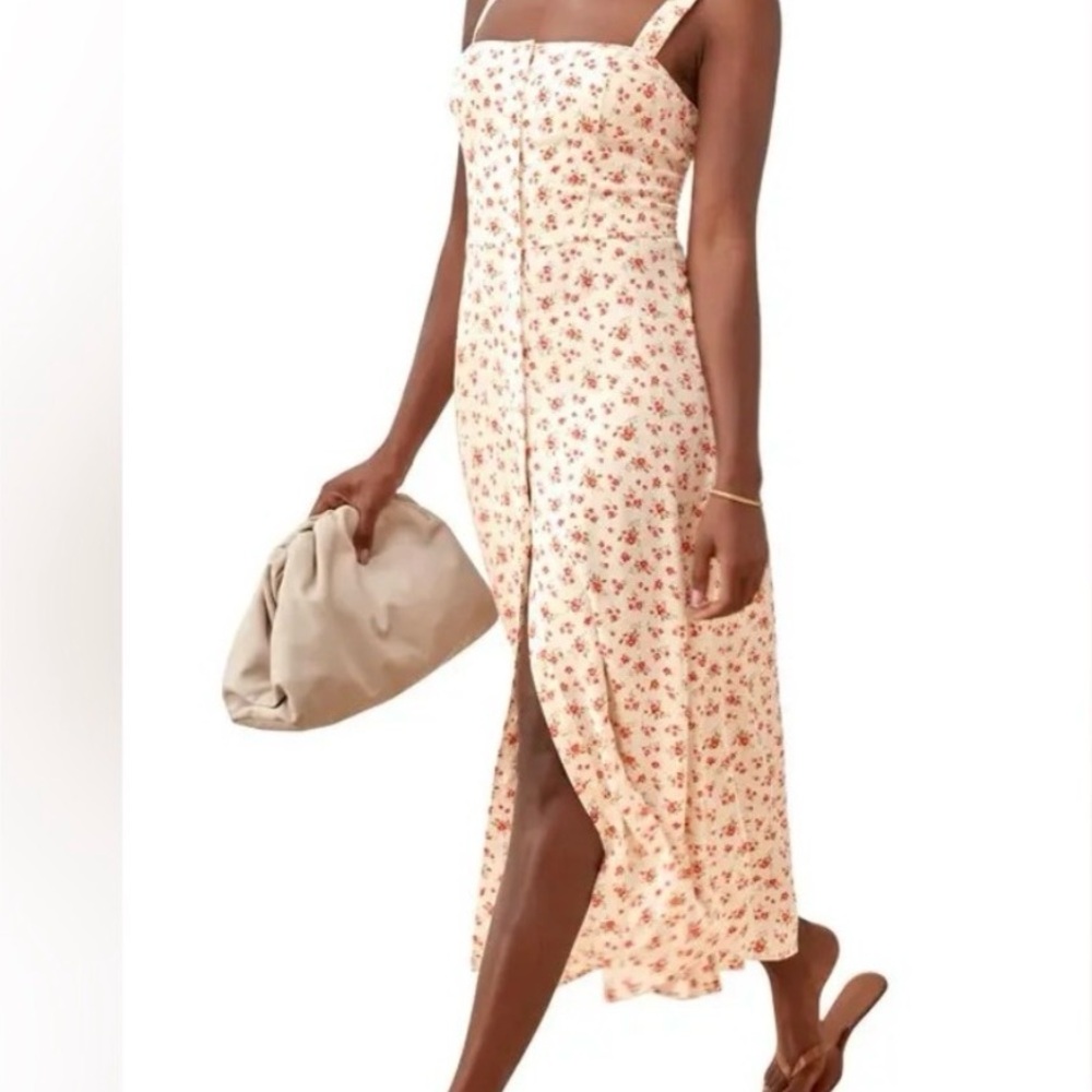 Floral White and Red reformation dress